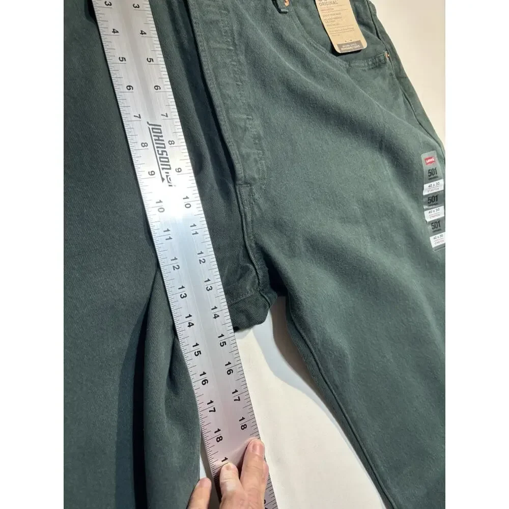 “Levi’s 501 Original Jeans Men’s 40x30 Green Garment Dyed NWT Straight Leg”